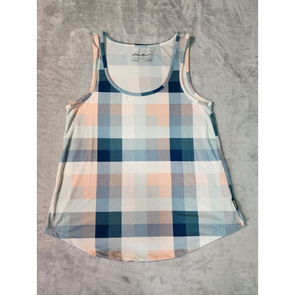 Eddie Bauer Sleepwear Tank Top Women's Medium Green Pink Plaid